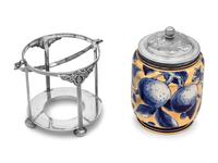 A Victorian Silver Mounted Porcelain Biscuit Barrel