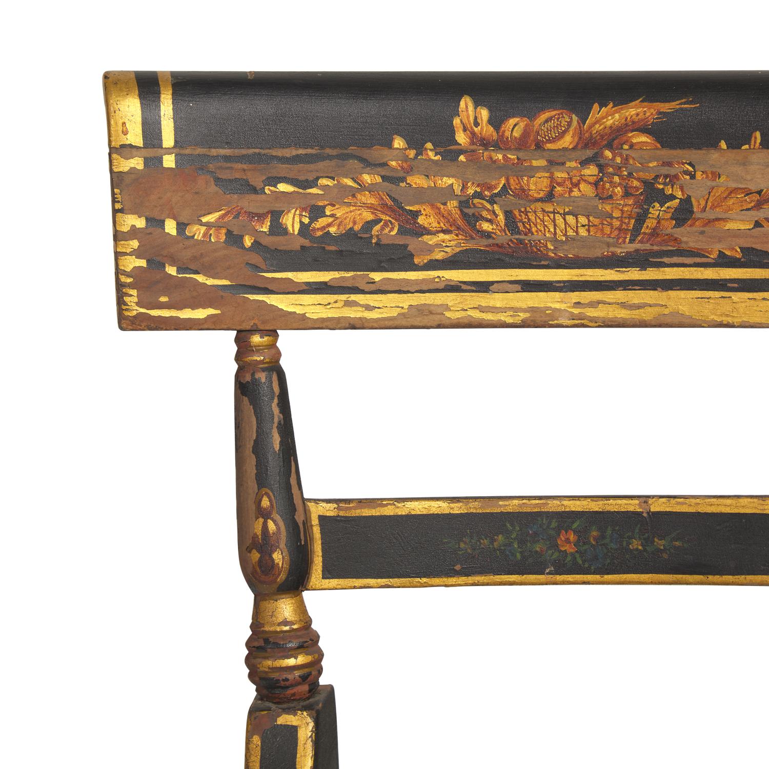 A Pair of Classical Painted and Gilt-Decorated Klismos Side Chairs