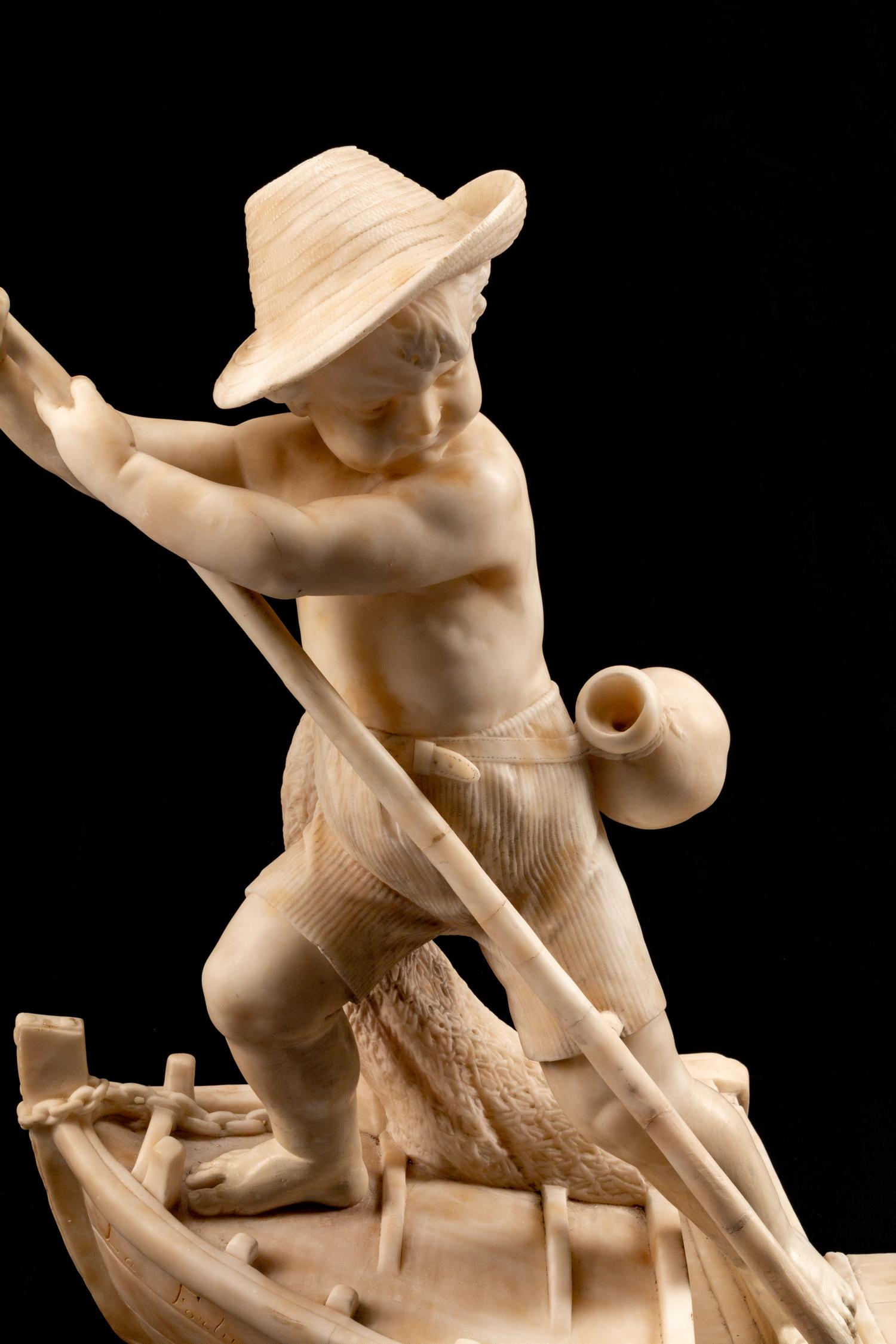 An Italian Marble Figure of a Boy in a Boat — 19TH CENTURY
