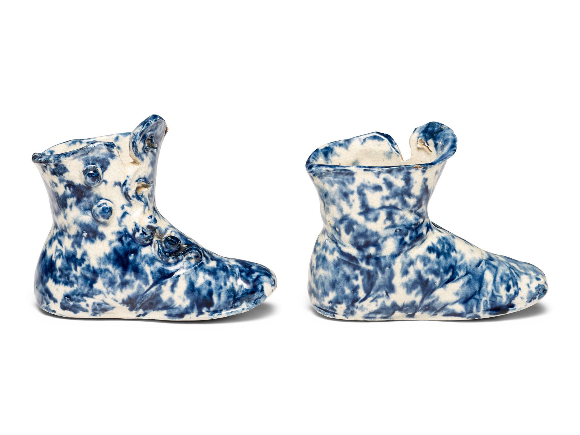 A Pair of Miniature Spongeware Boots