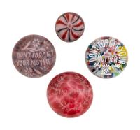 Three American Frit Mother Motto Glass Paperweights and a Two-Color Crown Glass Paperweight