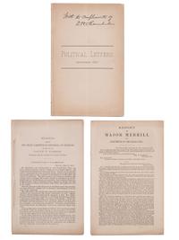 [RECONSTRUCTION]. A group of civil rights and anti-KKK pamphlets South Carolina Governor Daniel Henry Chamberlain and Major Lewis Merrill, comprising: