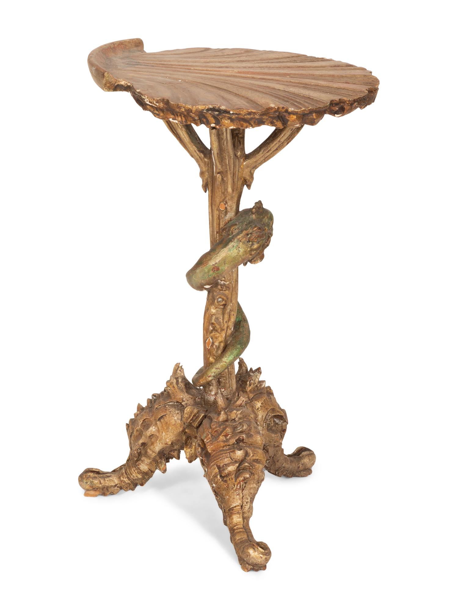 A Venetian Style Carved 'Grotto' Side Table