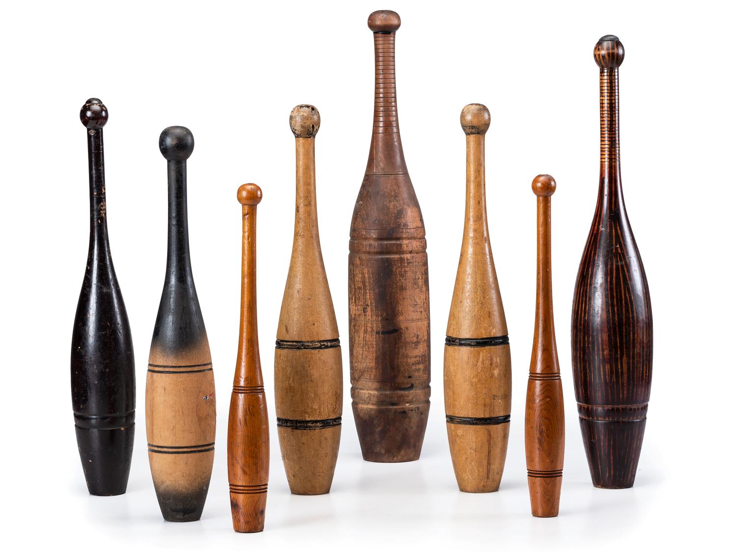 Eight Turned Wood Juggling Pins