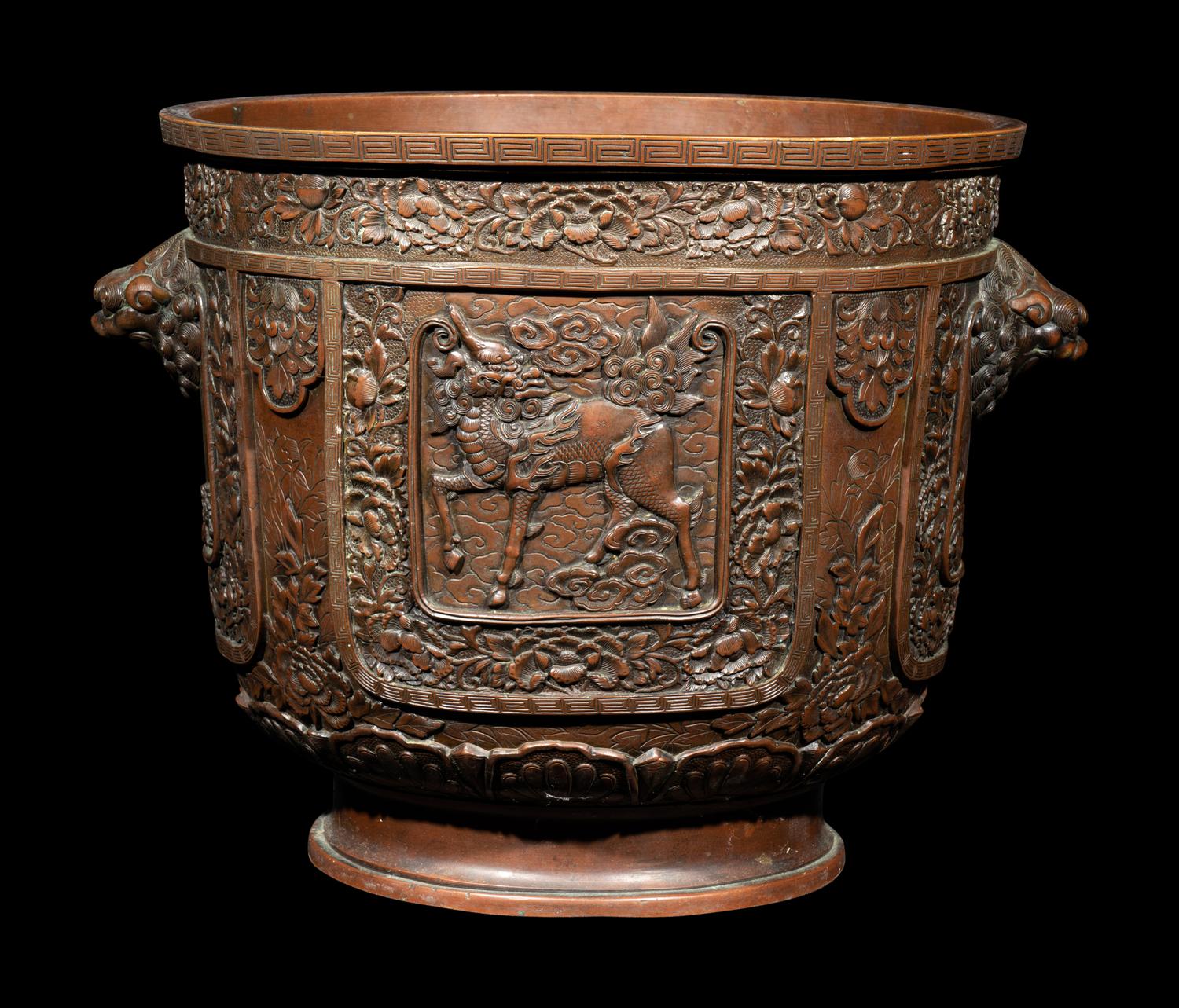 Two Japanese Bronze Planters