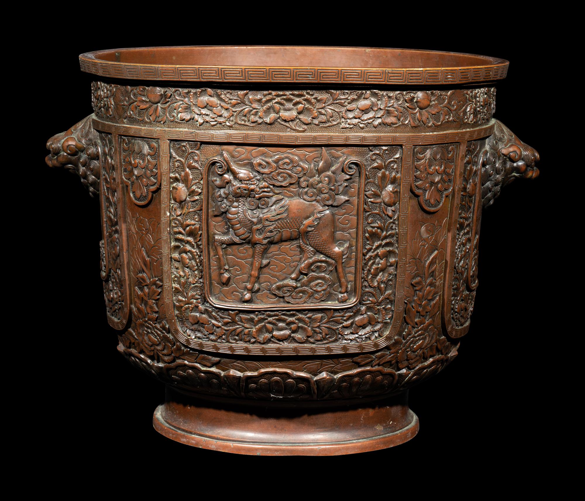 Two Japanese Bronze Planters