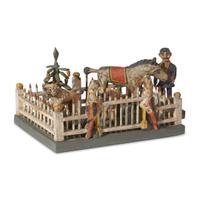 Carved and painted fenced garden with animals, tree and man in the manner of Wilhelm Schimmel (1817-1890) signed and dated "Robert Stauffer 1993"
