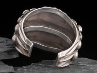 Large Navajo Silver and Turquoise Cluster Cuff Bracelet