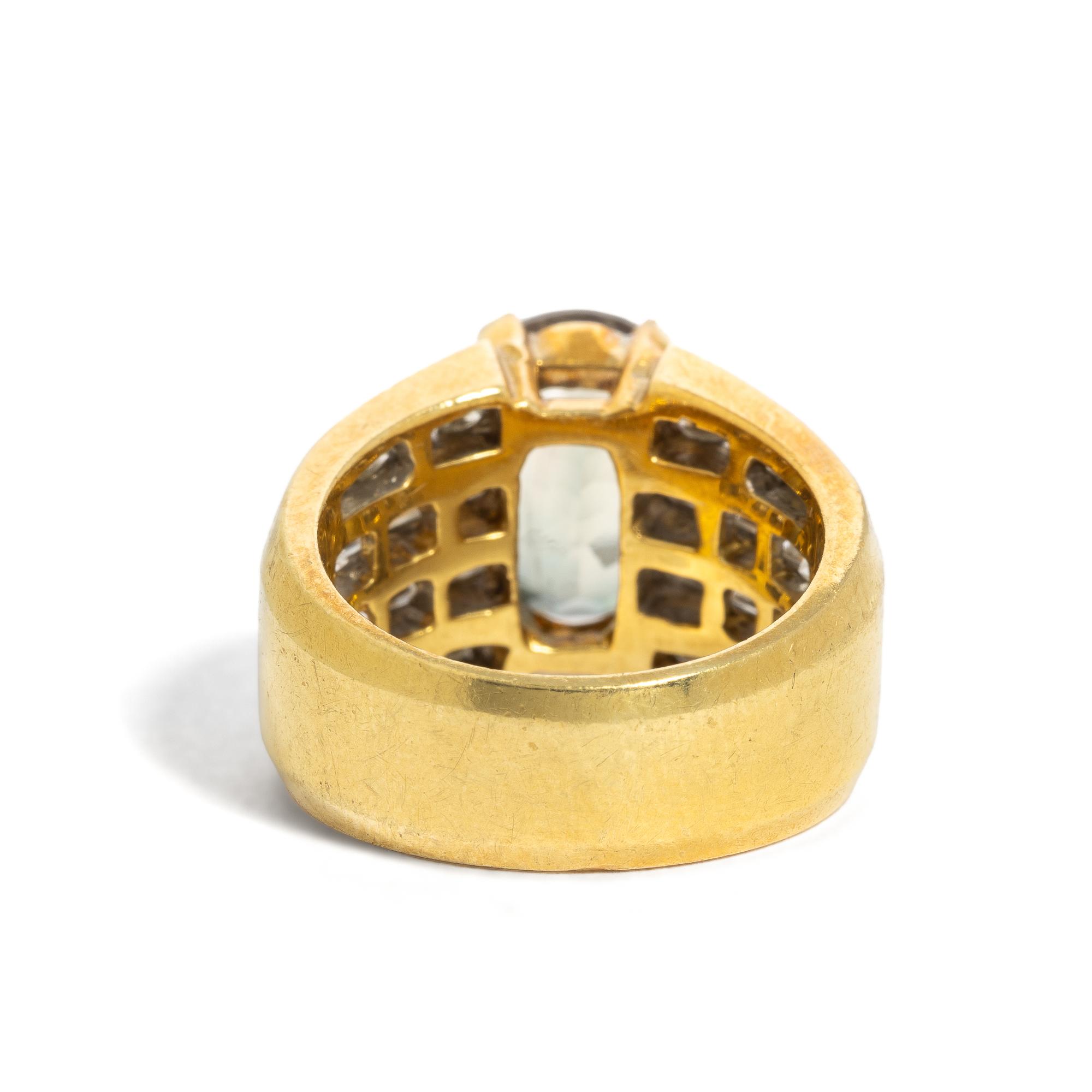 LABRADORITE FELDSPAR AND DIAMOND RING