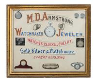 Five Framed Specialty Shop Advertising Hand Colored Prints and Watercolors