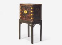 A George III Parcel Gilt Japanned Cabinet on Stand