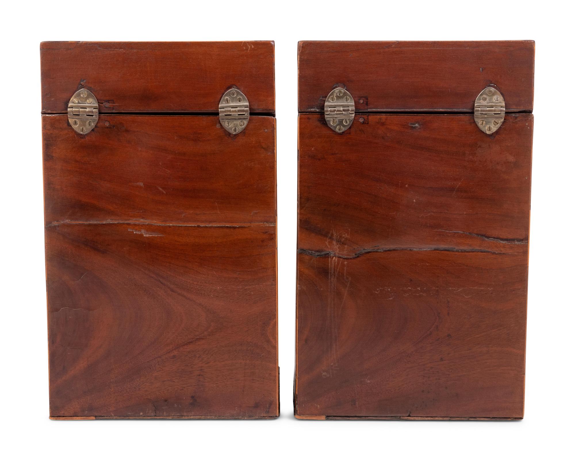 A Pair of George III Figured Mahogany Cutlery Boxes