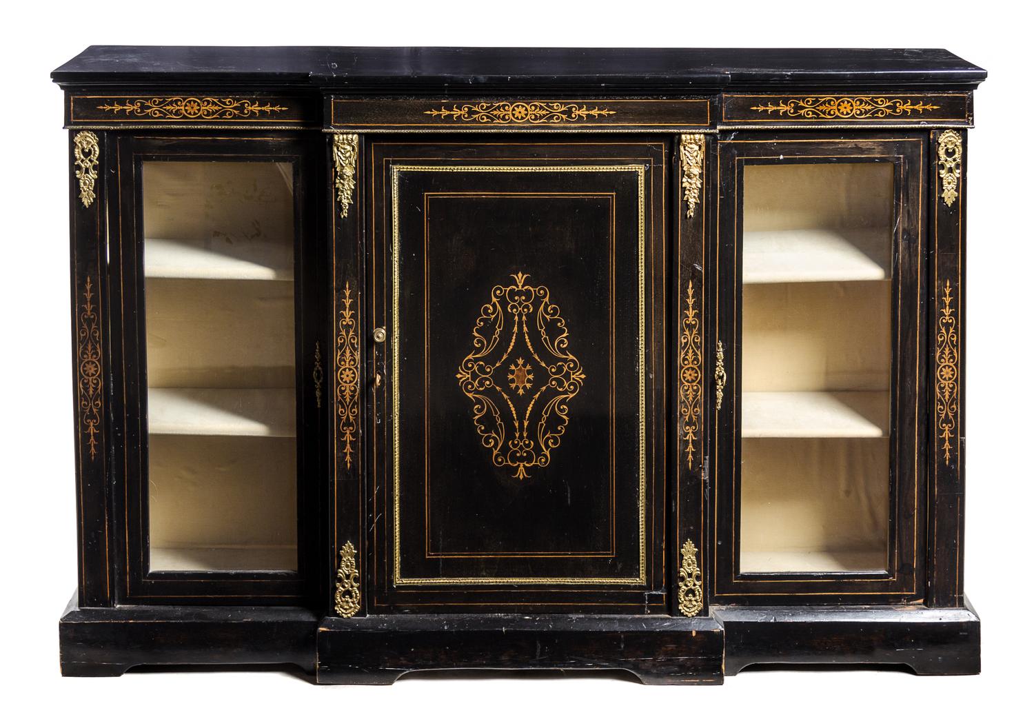 A Victorian Ebonized Console Cabinet Height 39 5/8 x width 59 7/8 x depth 13 7/8 inches. — PROBABLY NEW YORK, LATE 19TH CENTURY