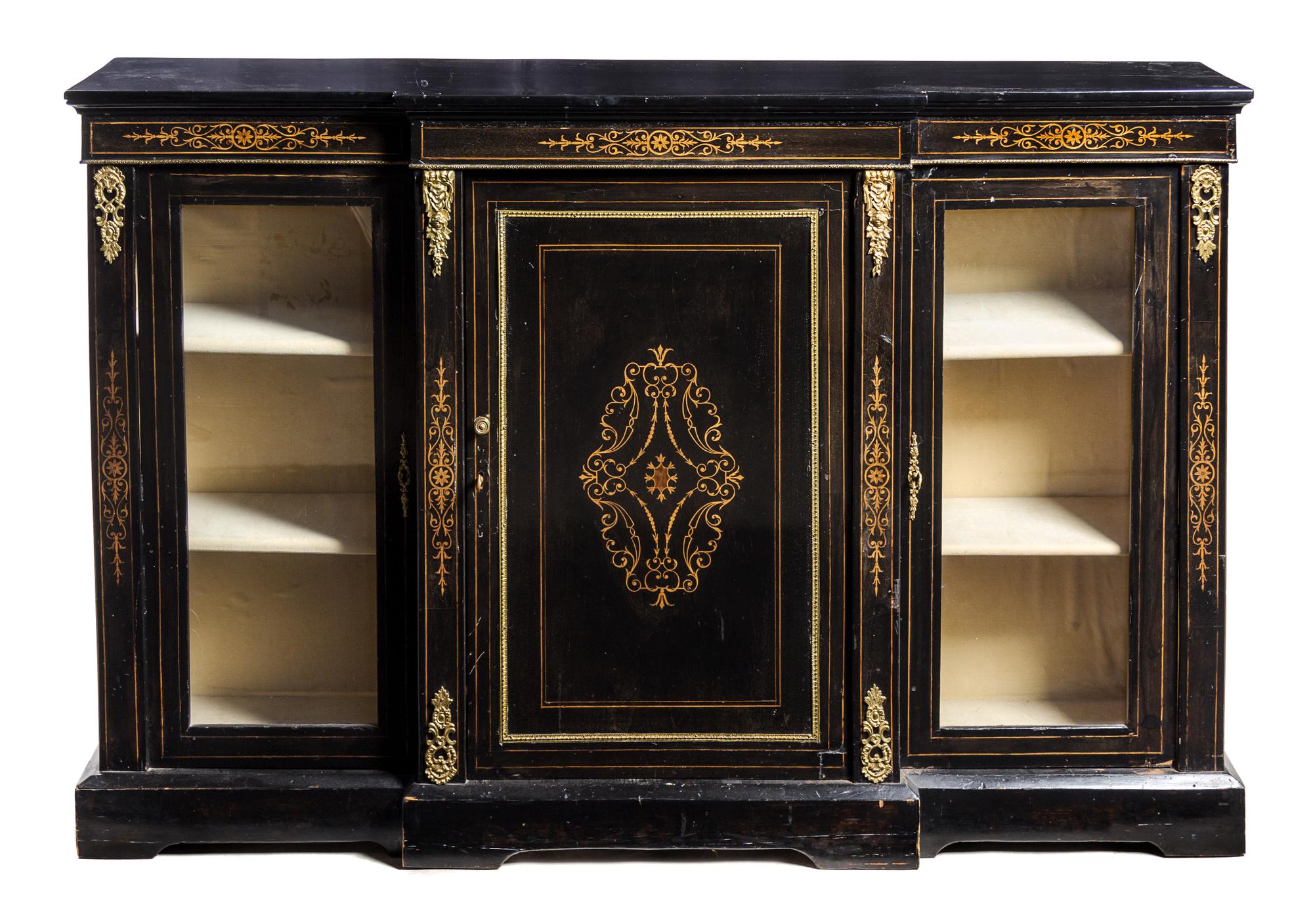 A Victorian Ebonized Console Cabinet Height 39 5/8 x width 59 7/8 x depth 13 7/8 inches. — PROBABLY NEW YORK, LATE 19TH CENTURY