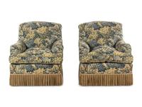 A Pair of Custom Armchairs with Verdure Upholstery and Bullion Fringe