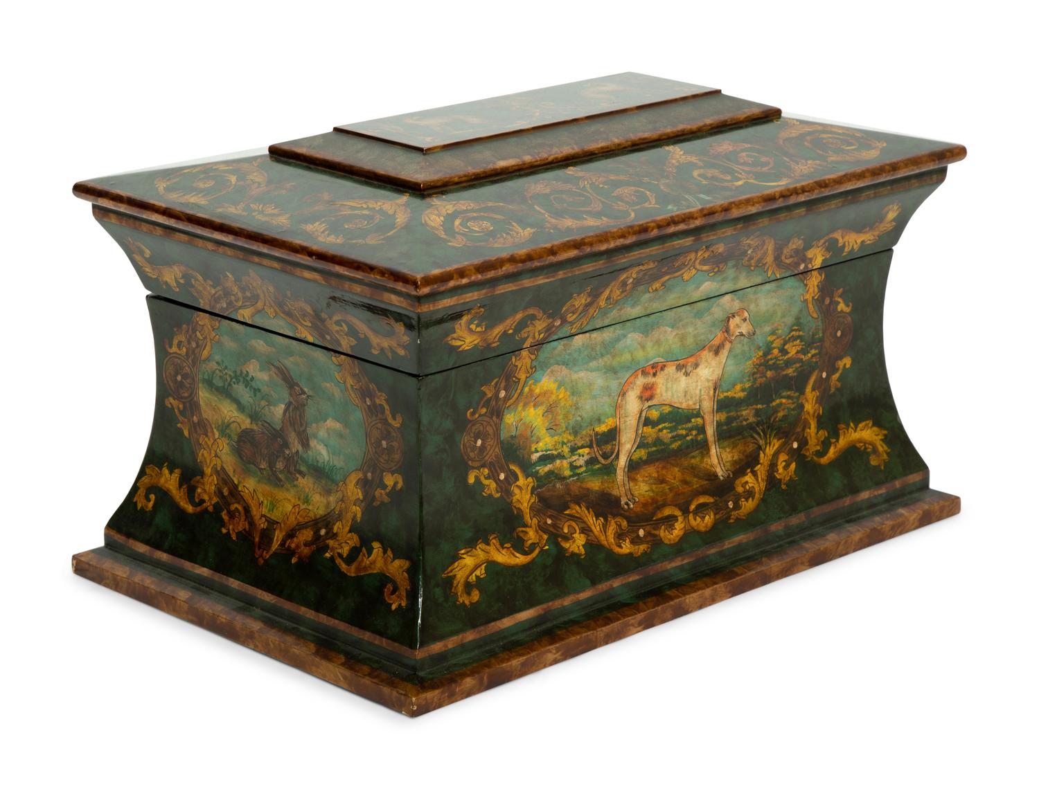 A Large Painted Wood Table Casket — LATE 20TH CENTURY