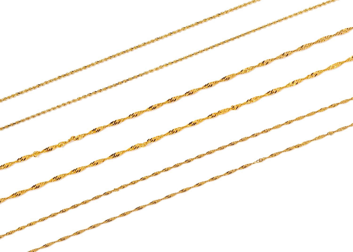 A Collection of 14 Karat Yellow Gold Chain Necklaces,