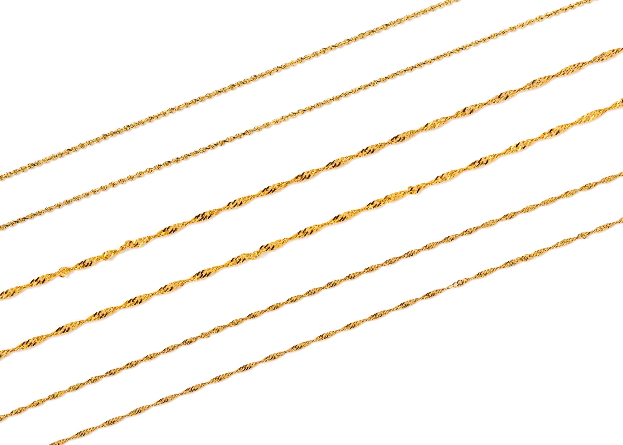 A Collection of 14 Karat Yellow Gold Chain Necklaces,