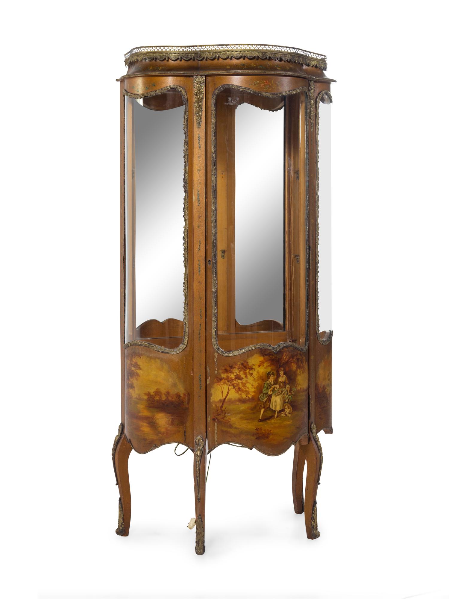 A Louis XV Style Gilt Metal Mounted Vernis Martin Vitrine