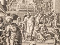 A group of five prints ( Descent from the Cross; The Raising of Tabitha, c. 1550; Untitled (A Saint's Blessing); Untitled (Benediction); Untitled (Saint in a Crowd), c. 1540)