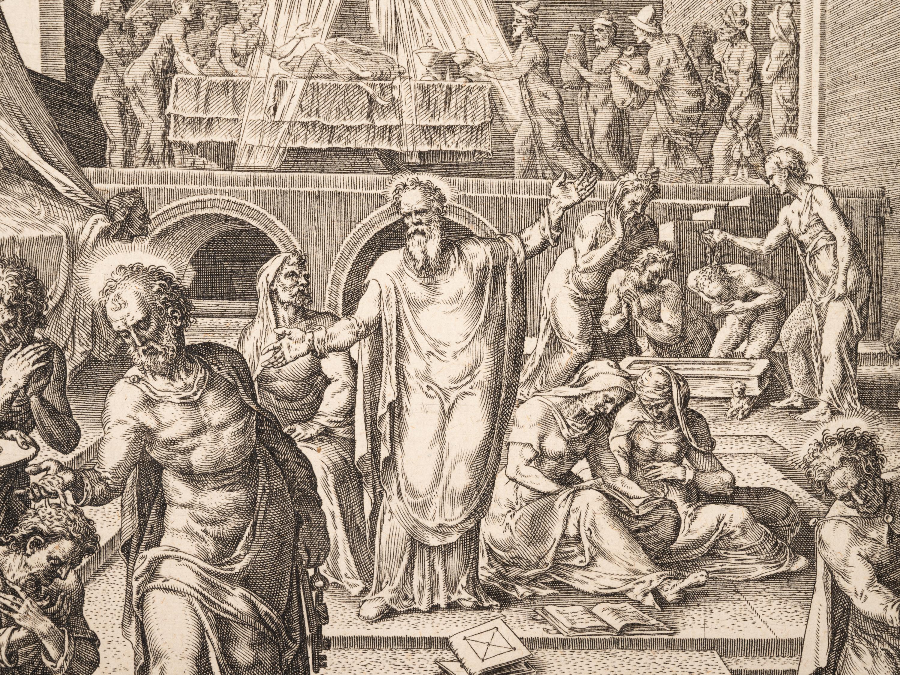 A group of five prints ( Descent from the Cross; The Raising of Tabitha, c. 1550; Untitled (A Saint's Blessing); Untitled (Benediction); Untitled (Saint in a Crowd), c. 1540)