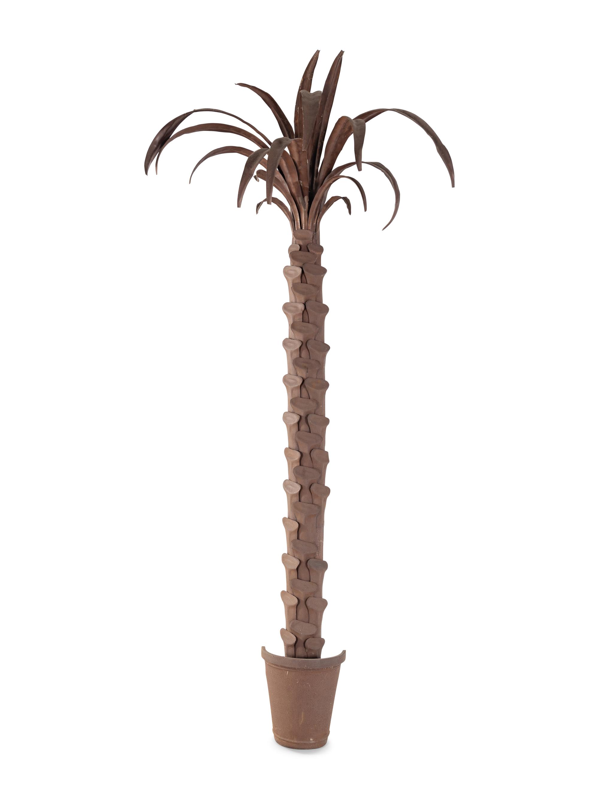 A Pressed Metal Palm Tree Appliqué in the Style of Serge Roche