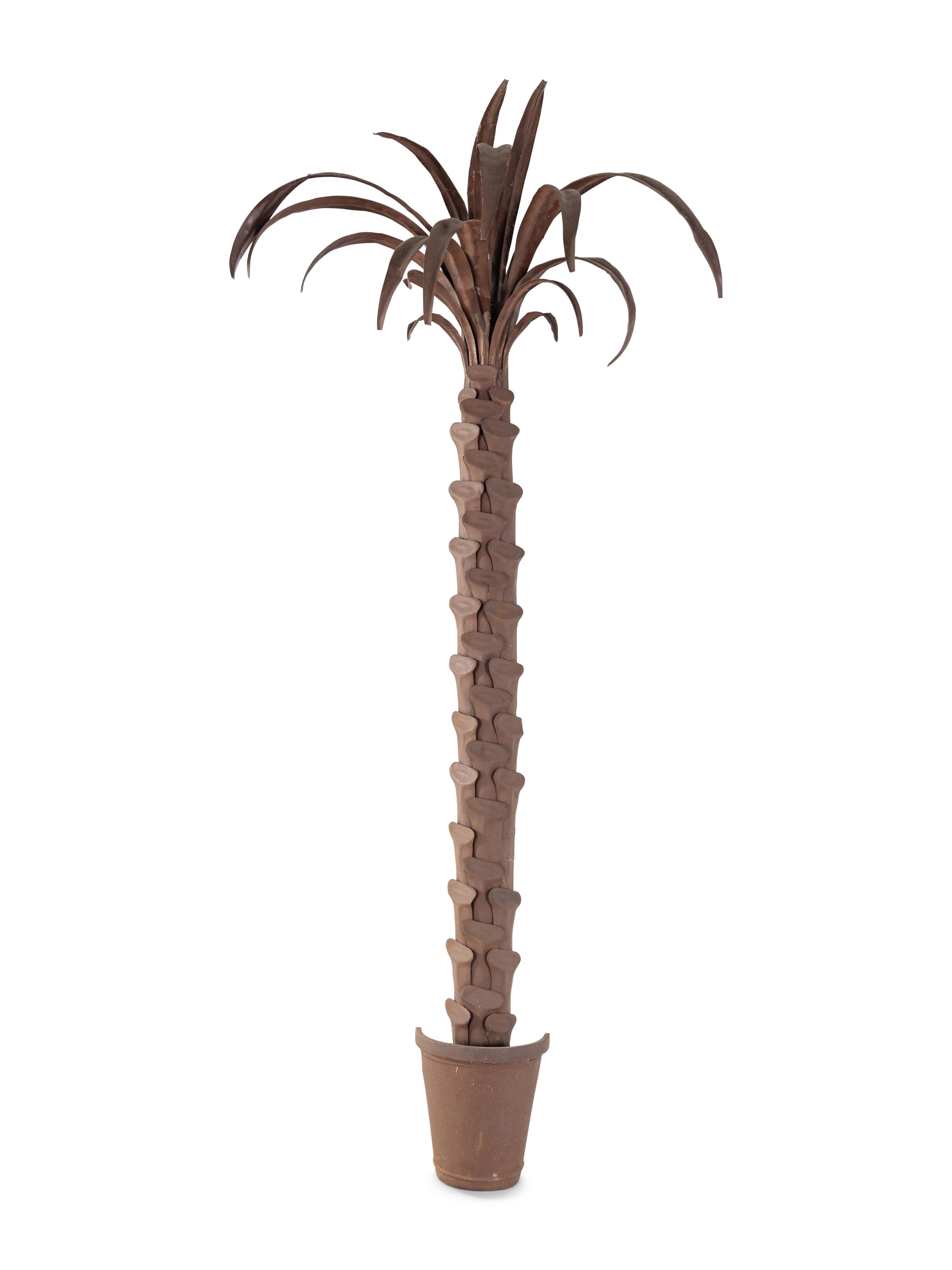 A Pressed Metal Palm Tree Appliqué in the Style of Serge Roche