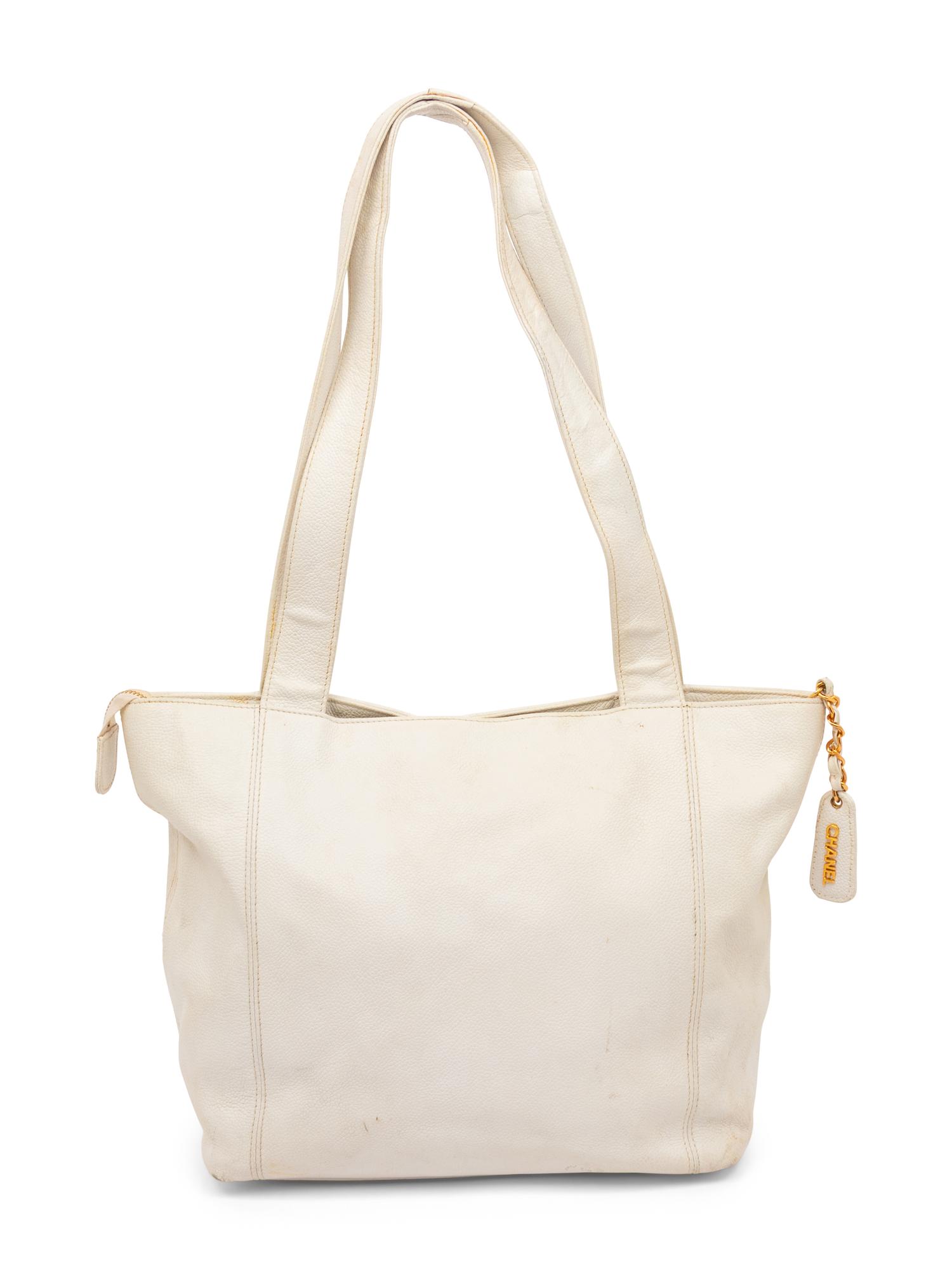 Chanel, White Leather Handbag & Silk Scarf