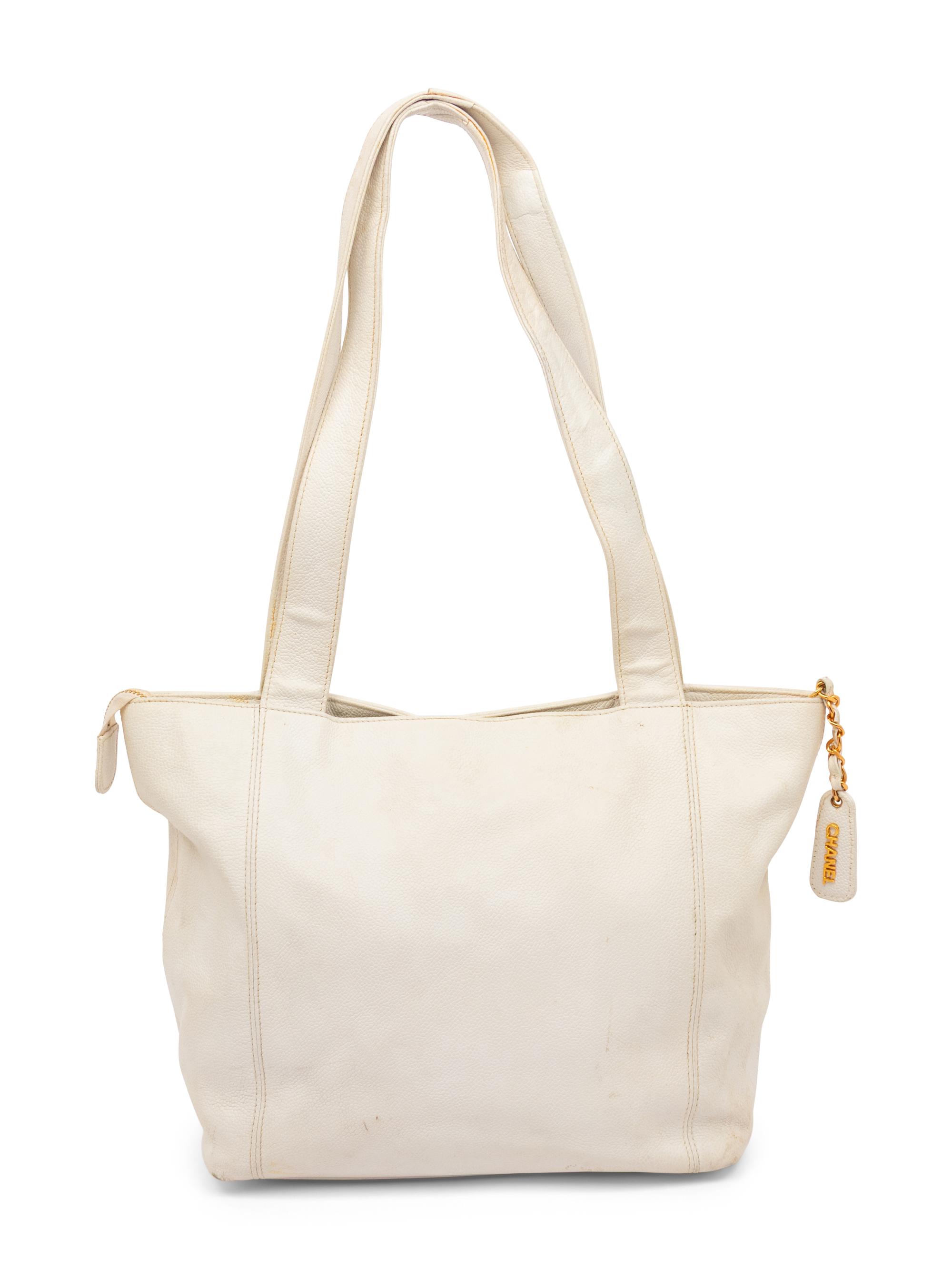 Chanel, White Leather Handbag & Silk Scarf