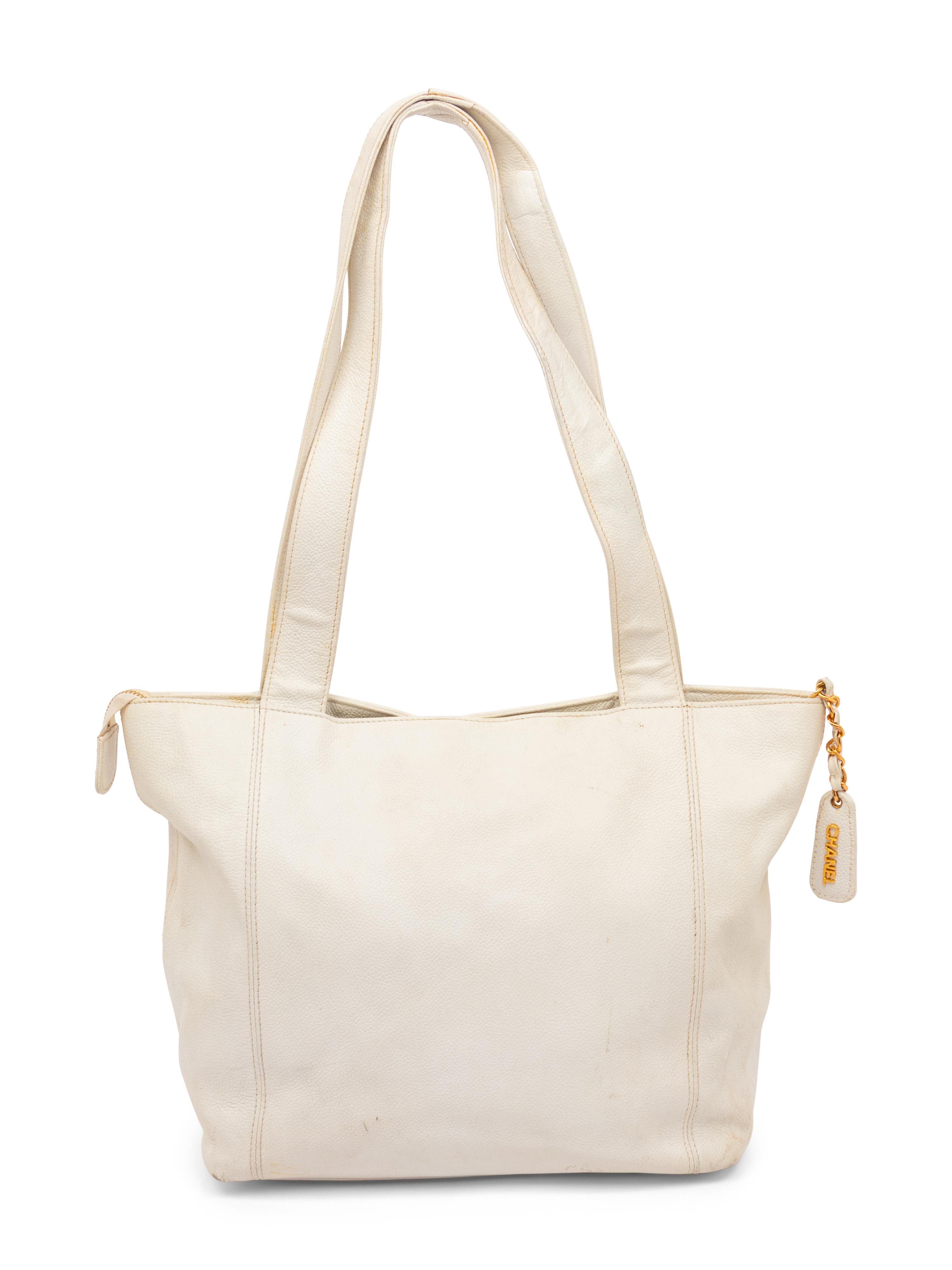 Chanel, White Leather Handbag & Silk Scarf