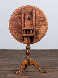 A Federal Tiger Maple Birdcage Tilt-Top Candlestand