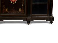 A Napoleon III Gilt Bronze and Porcelain Mounted Ebony and Marquetry Cabinet — CIRCA 1870
