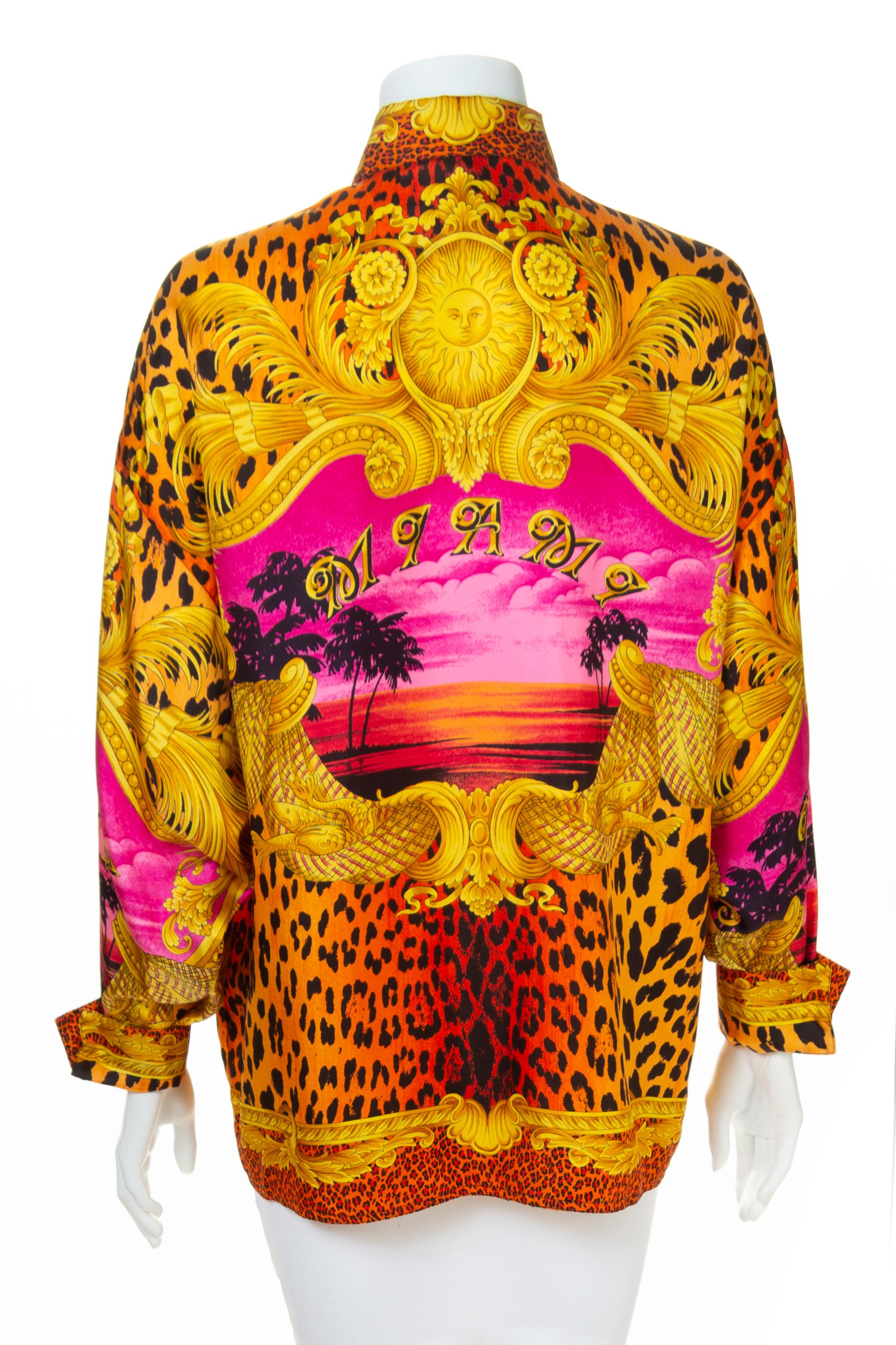 A Gianni Versace Silk Print Shirt, Size 44.