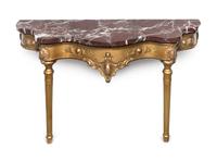 An Italian Giltwood Pier Mirror and Marble-Top Console Table