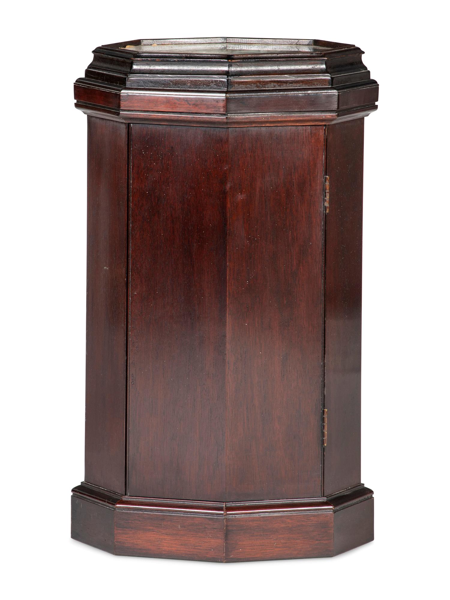 A Federal Style Sailor's Valentine Inset Mahogany Octagonal Pot Cupboard