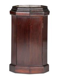 A Federal Style Sailor's Valentine Inset Mahogany Octagonal Pot Cupboard