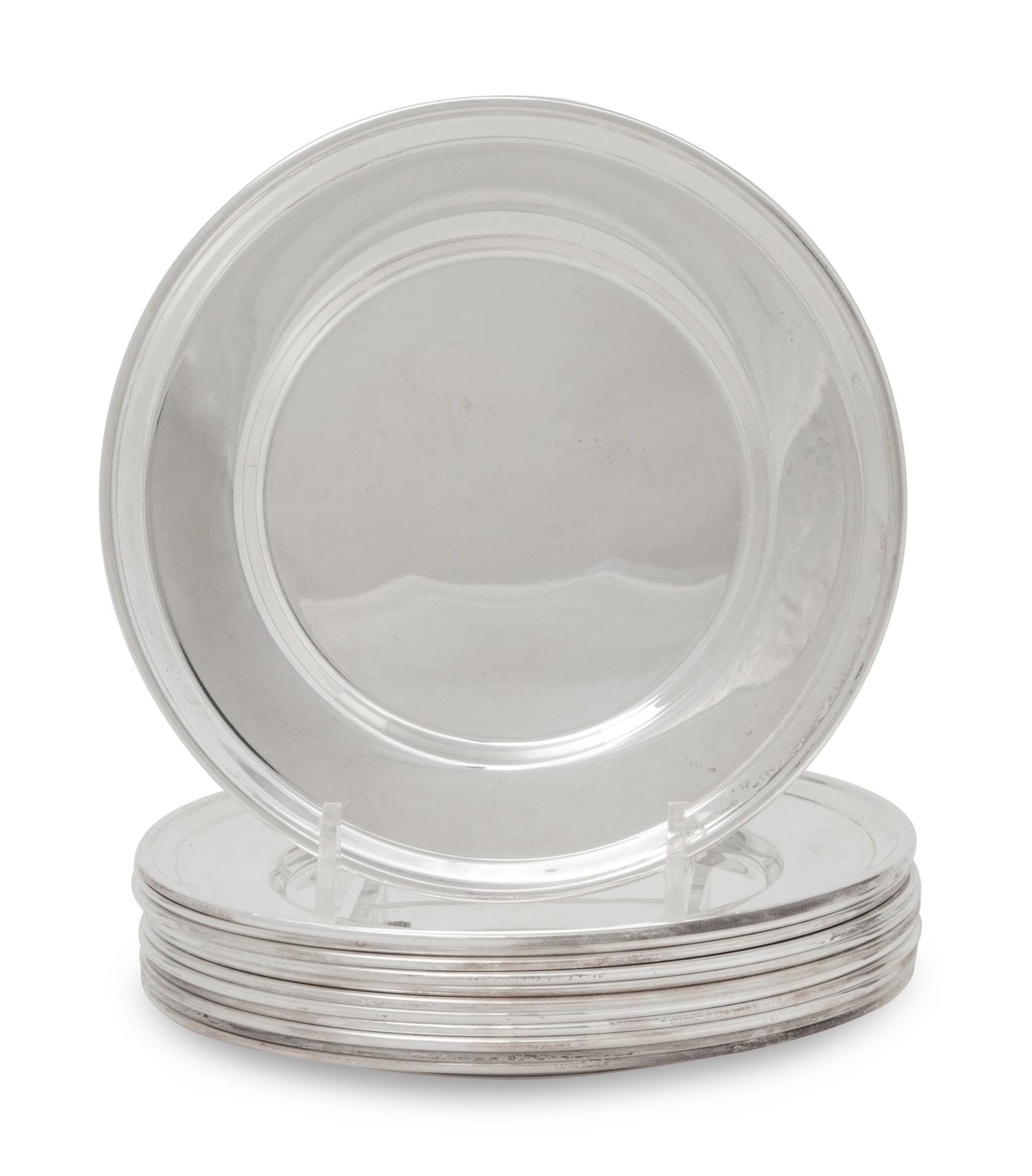 A Set of Twelve American Silver Bread Plates