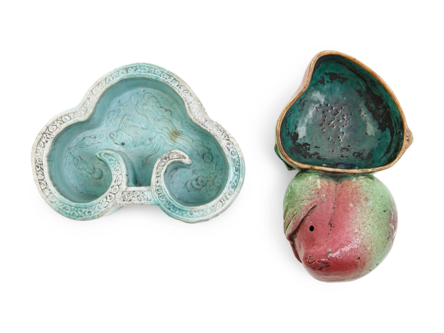 Two Chinese Famille Rose Porcelain Scholar's Objects