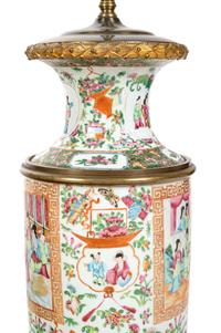 Two Gilt Bronze Mounted Rose Medallion Porcelain Vases Mounted as Lamps