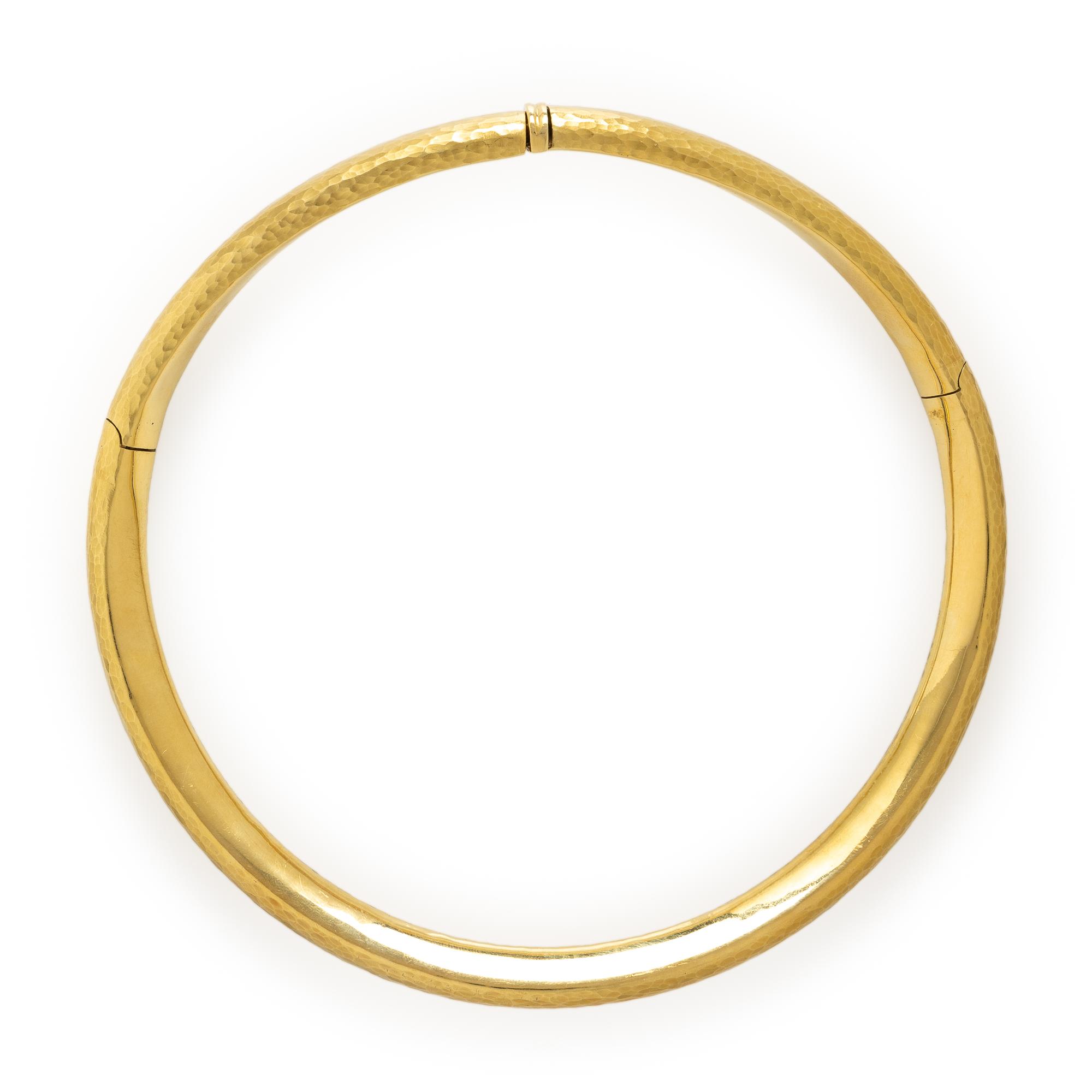 Italian, Hammered Yellow Gold Necklace