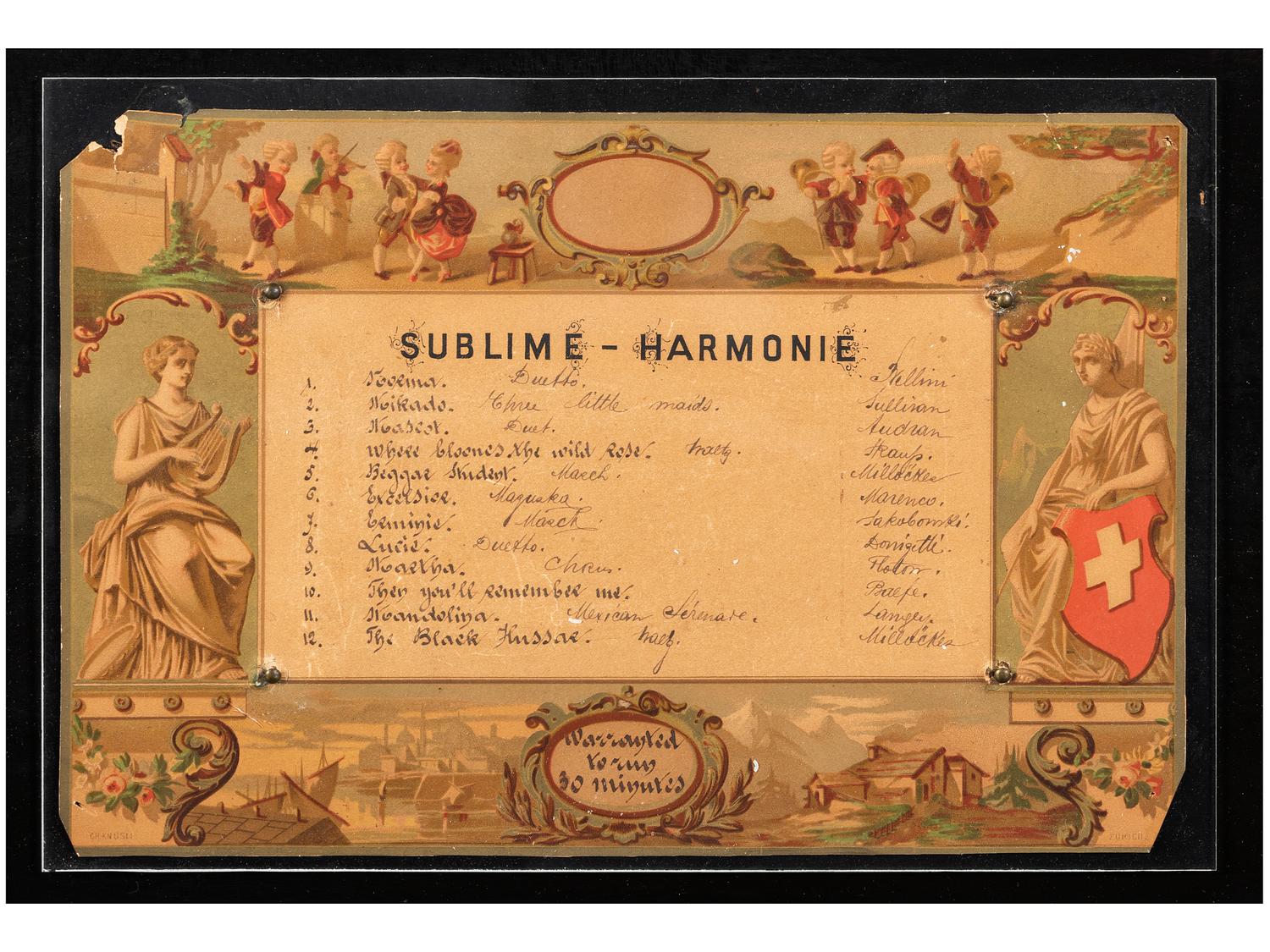 A Swiss Inlaid Longue March Sublime Harmonie Cylinder Music Box