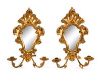 A Pair of Venetian Style Giltwood Girandole Mirrors