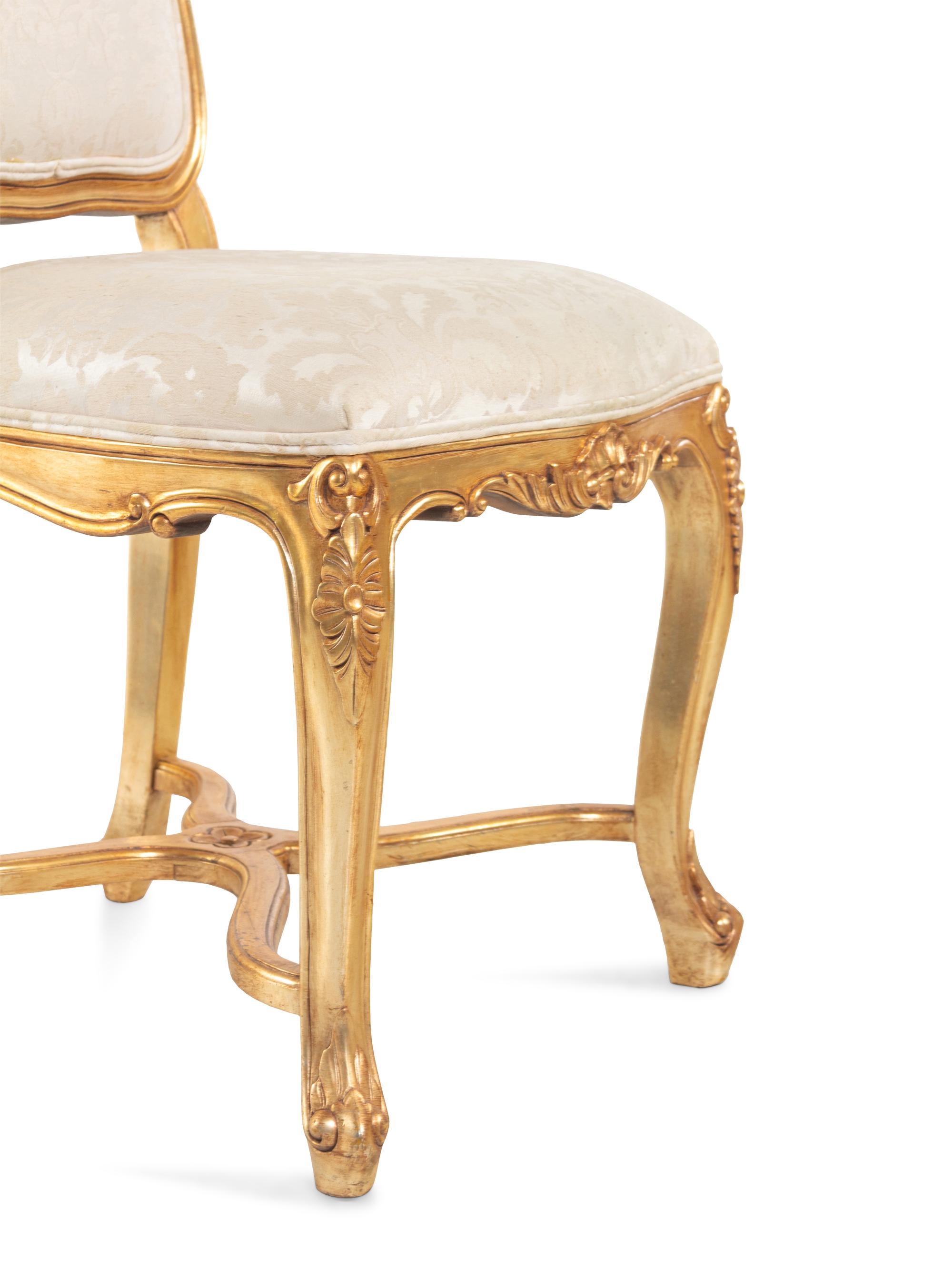 A Pair of Louis XV Style Giltwood Side Chairs