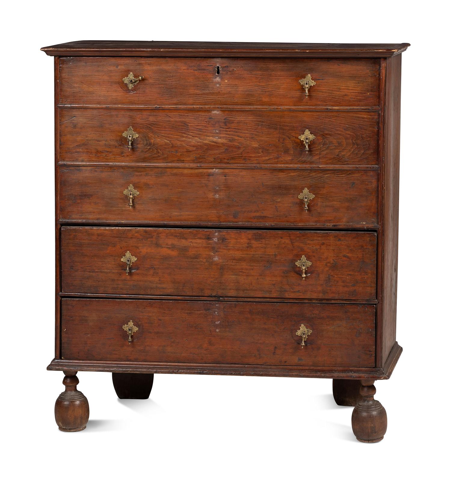 A William and Mary Stained Pine Two-Drawer Blanket Chest