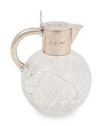 A Russian Silver Mounted Cut Glass Pitcher