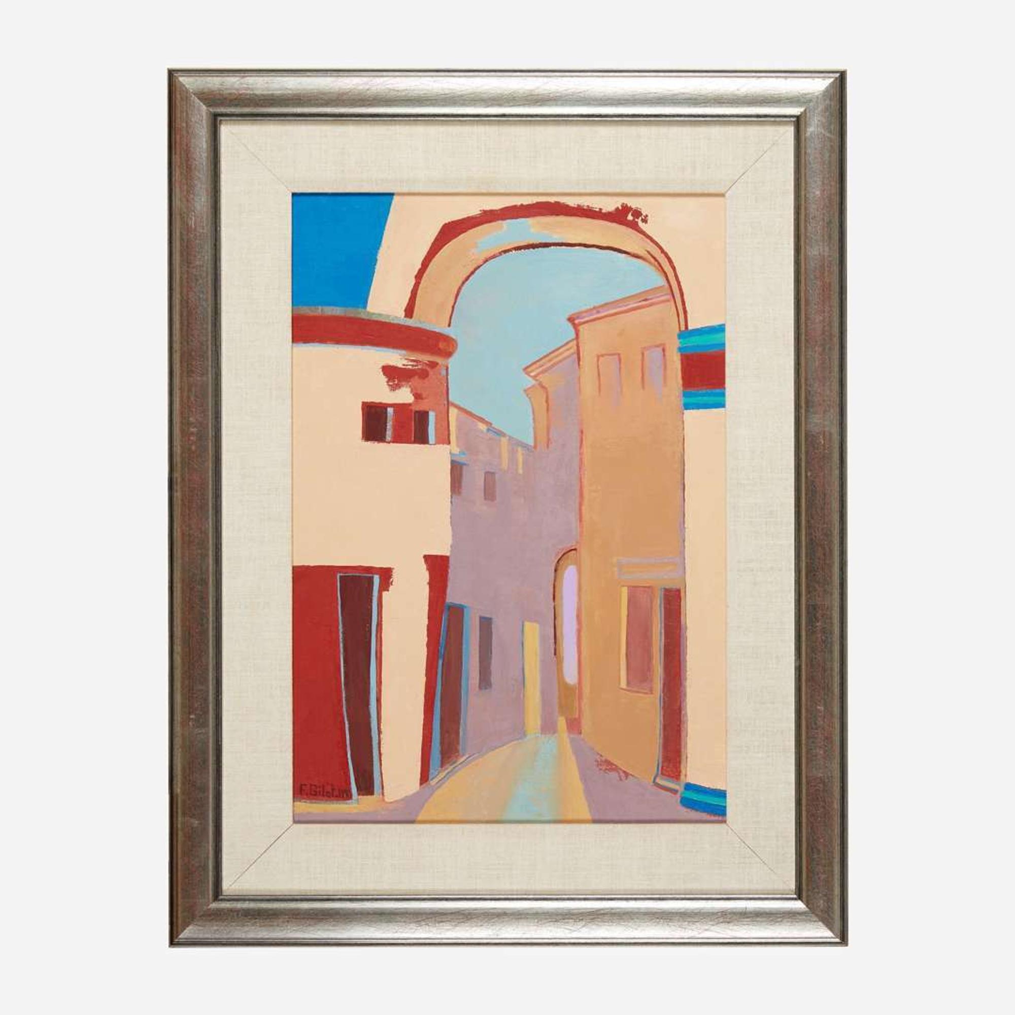 Françoise Gilot (French, b. 1921) Village Street with Blue Sky