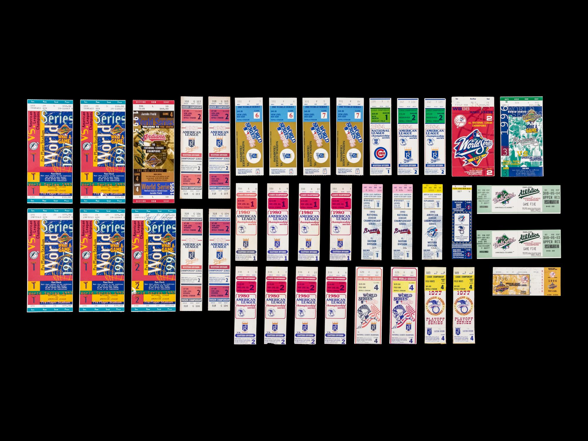 A Large Collection of Baseball Postseason Ticket Stubs