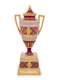 A Vienna Porcelain Urn, Cover and Stand