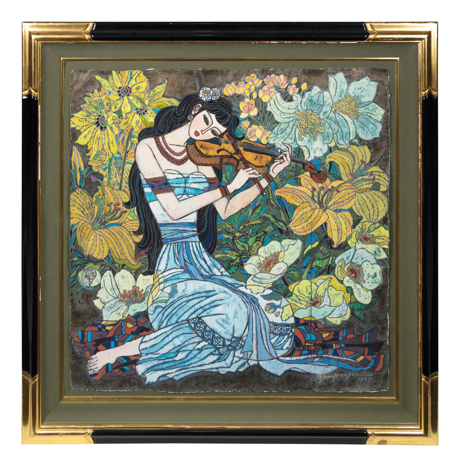 Seated Woman Playing a Violin