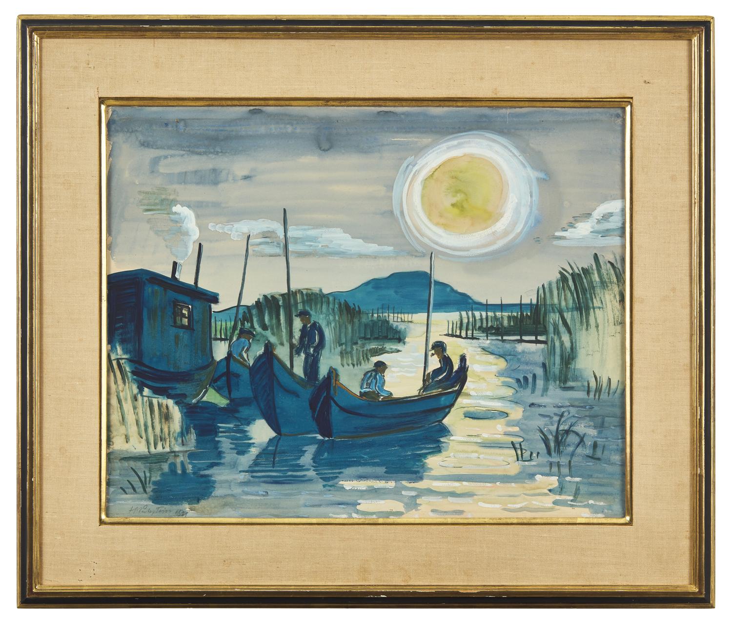 Fischer auf dem Gardersee bei Mondlicht ( Fishermen on the Gardnosee by Moonlight), 1931